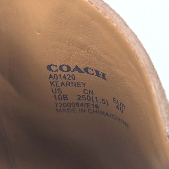 Coach Kearney Taupe Suede Leather Snake Print Peep Toe Heels - Picture 5 of 12